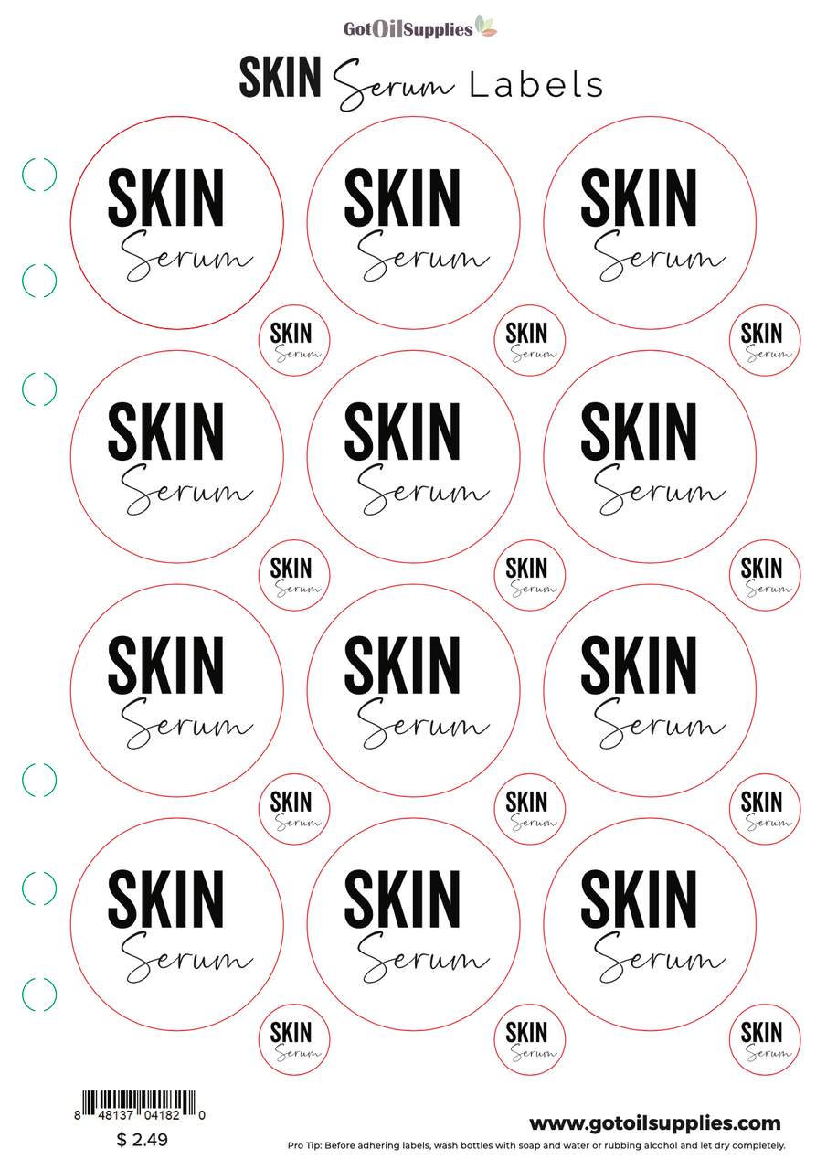 Skin Serum Essential Oil Labels
