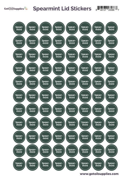 Spearmint YL Essential Oil Lid Stickers