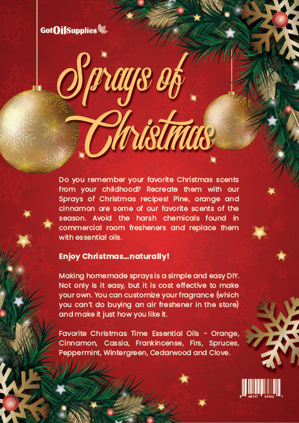 Sprays of Christmas Recipe Sheets For Essential Oil Holiday Room Spray