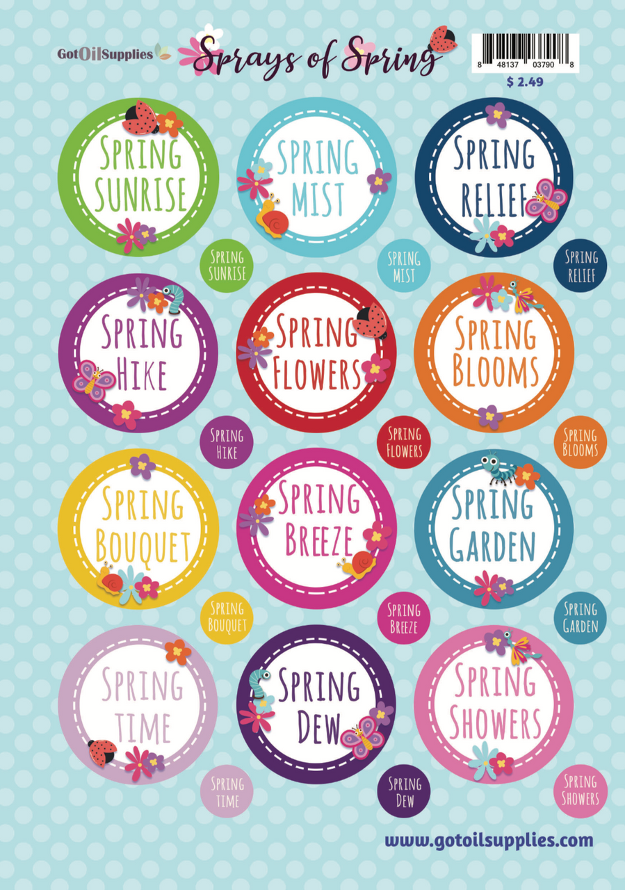 Sprays of Spring Labels | Label Your Essential Oil Room Sprays