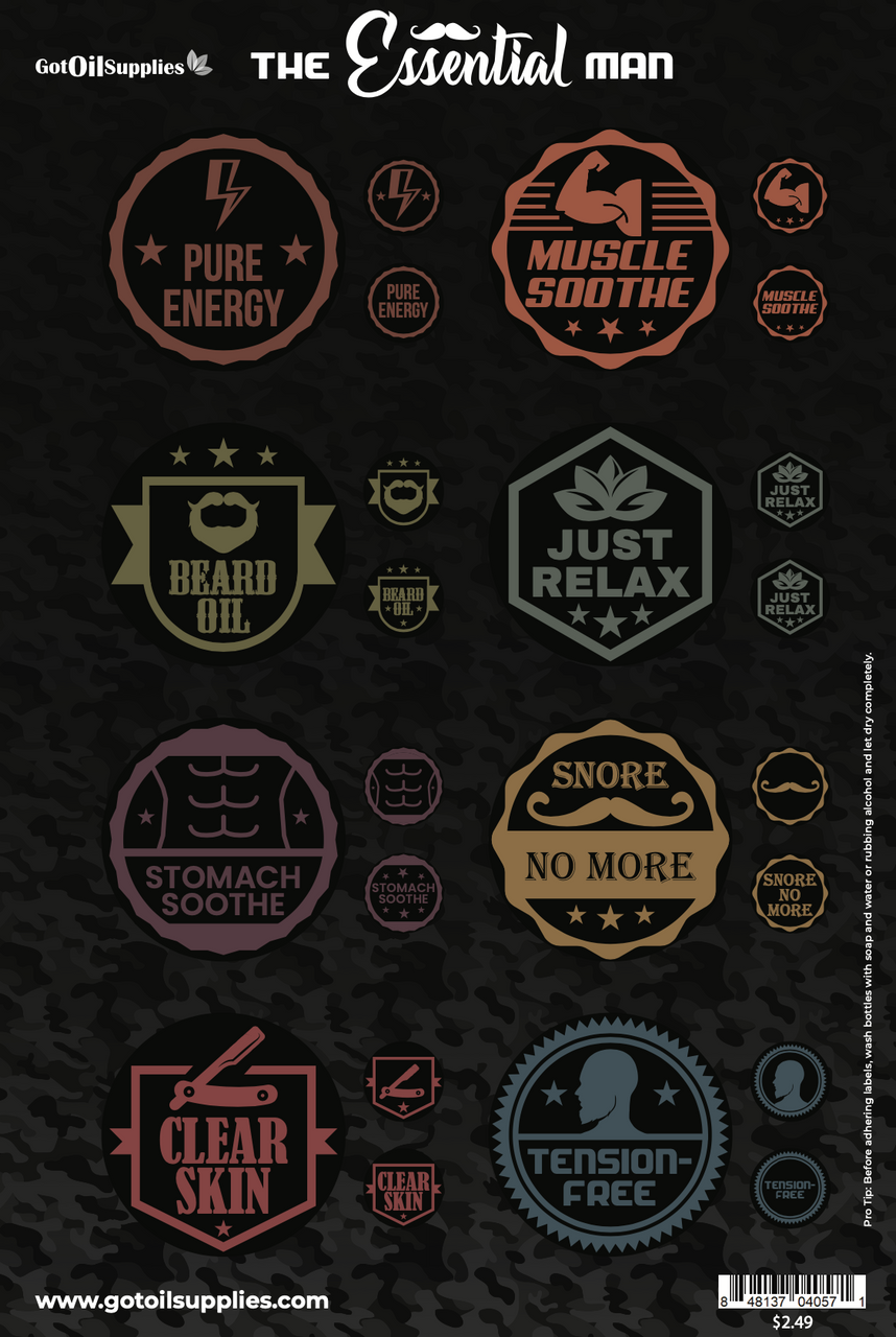 Man Label The Essential Man Labels | Essential Oil Label Sheets – Got Oil Supplies