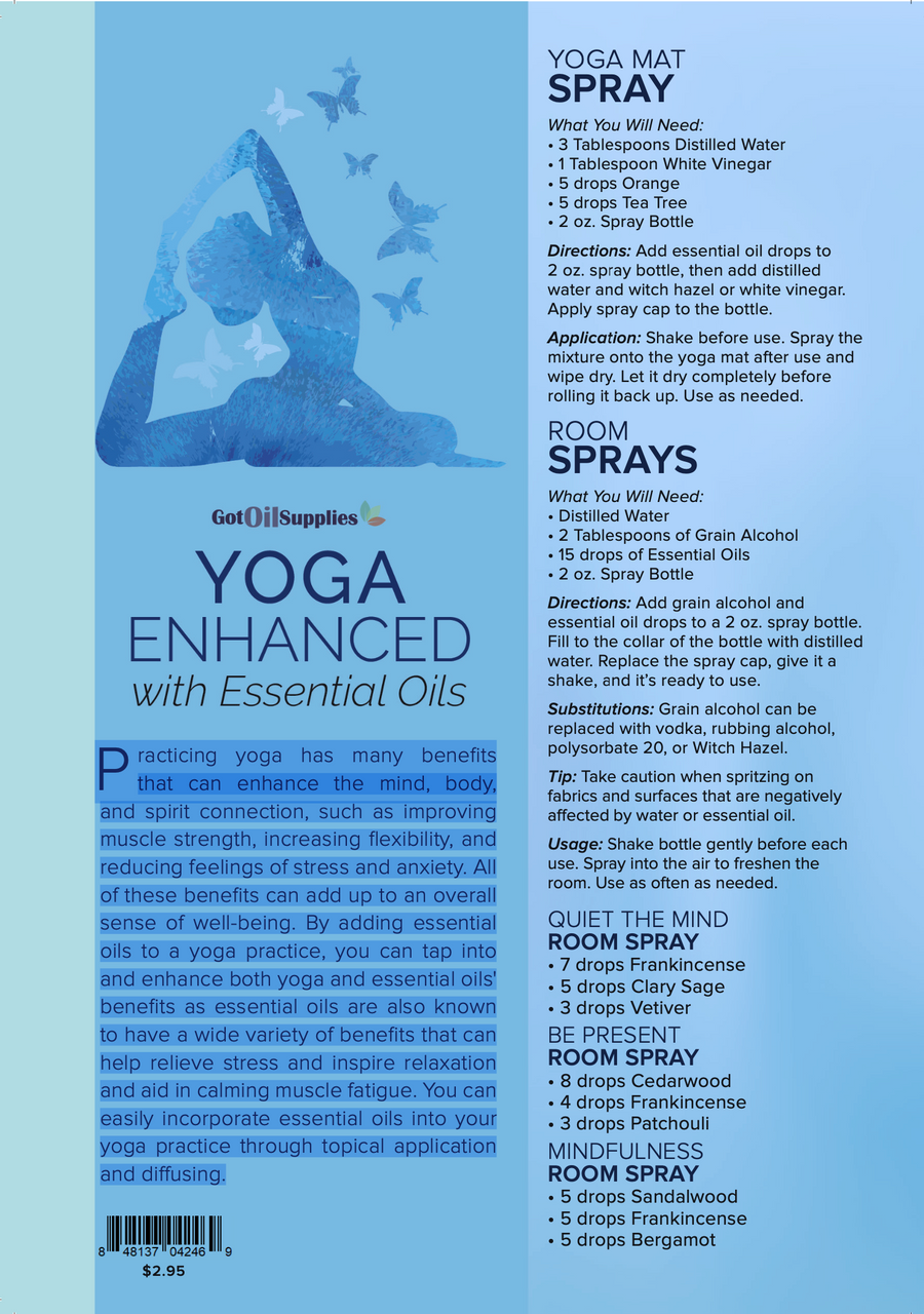 Yoga Enhanced with Essential Oils Recipe Sheets