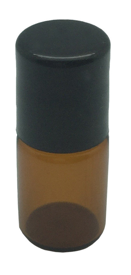 2 ml Amber Glass Roller Bottles with Stainless Steel Roll On Inserts (12-Pack)