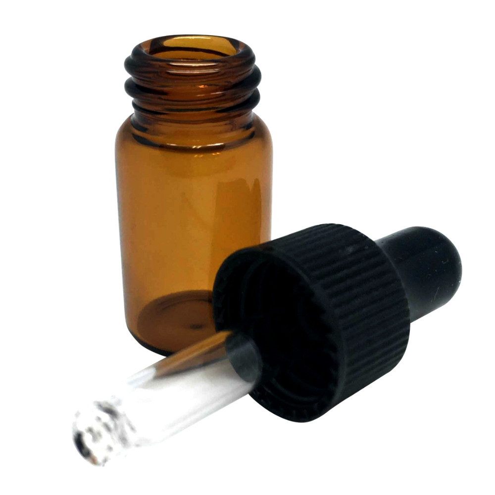 2 ml Amber Sample Bottles with Glass Droppers (12-Pack)