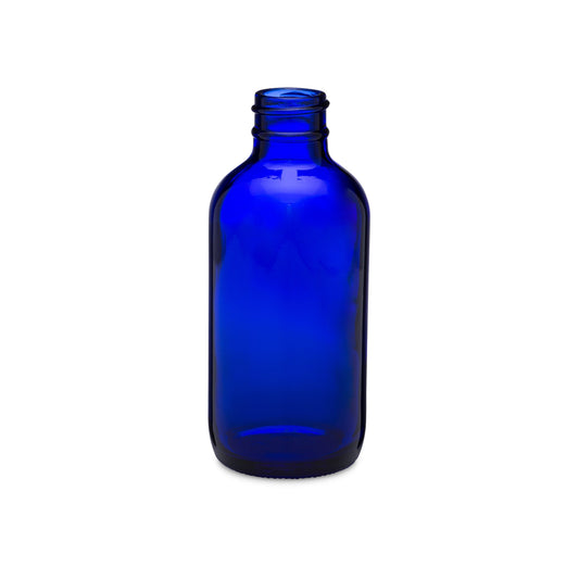 4 oz Blue Glass Boston Round Bottles (6-Pack)
