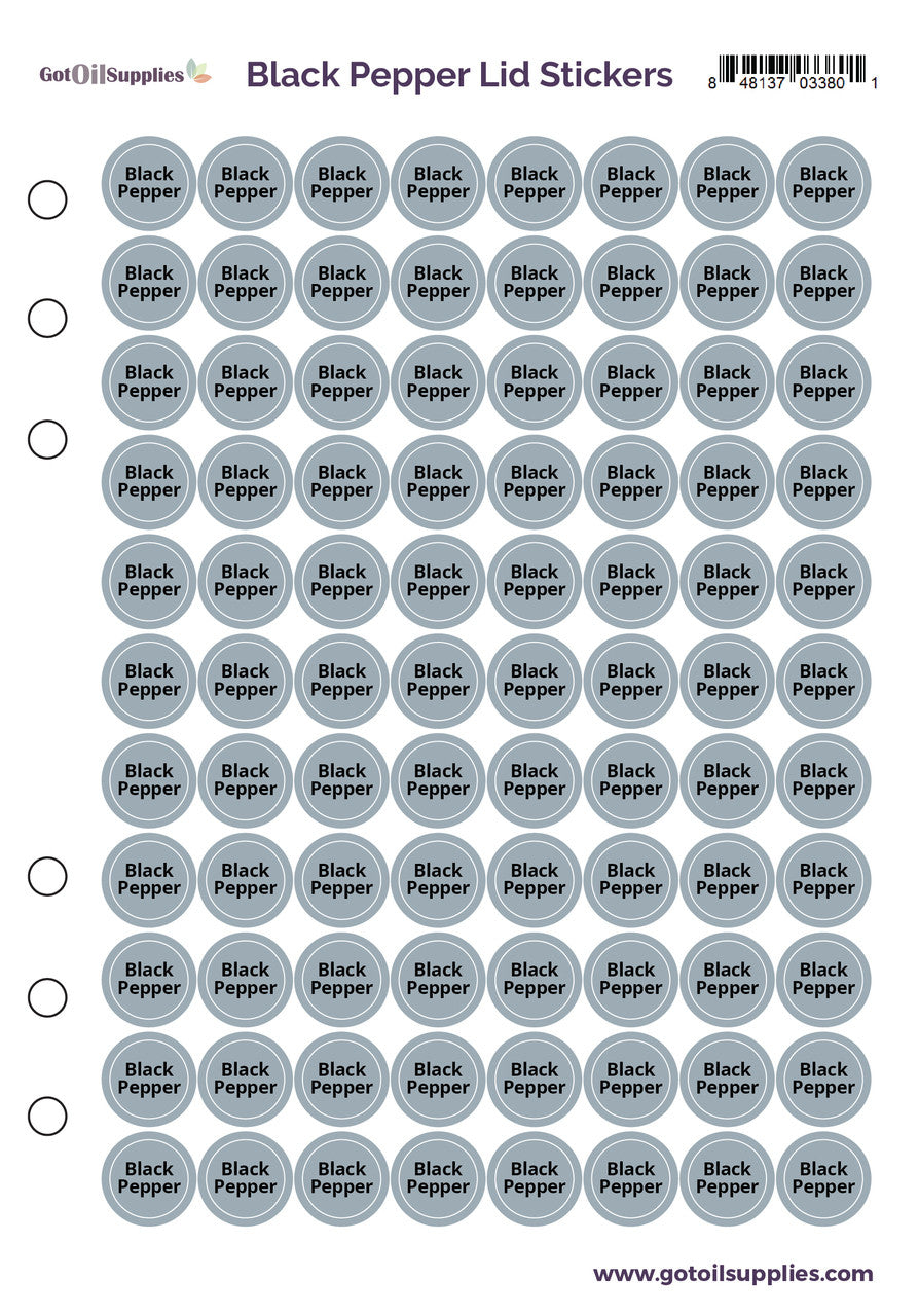 Black Pepper dōTERRA Lid Stickers