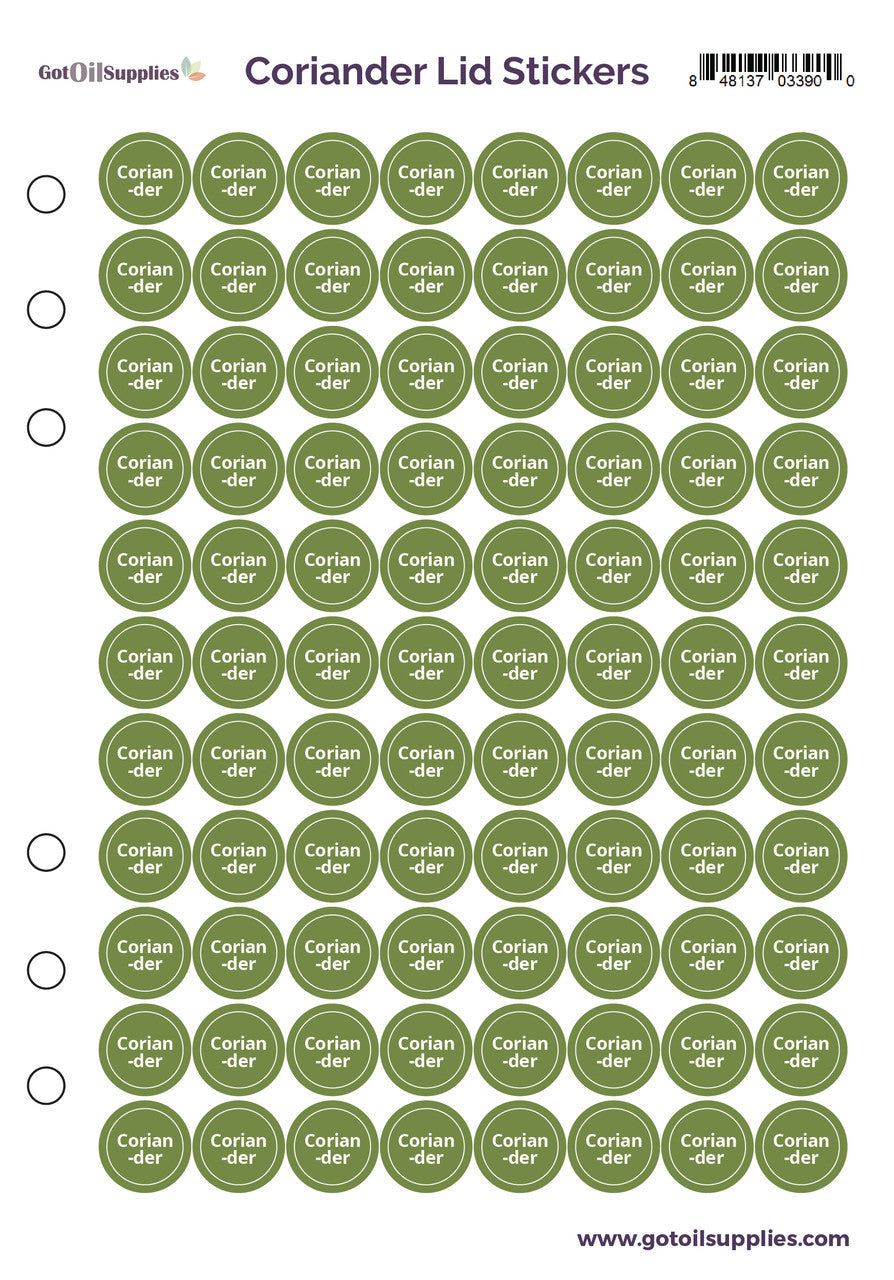 Coriander dōTERRA Lid Stickers