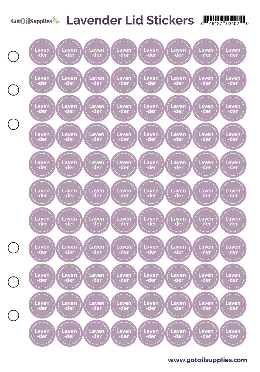 Lavender dōTERRA Lid Stickers