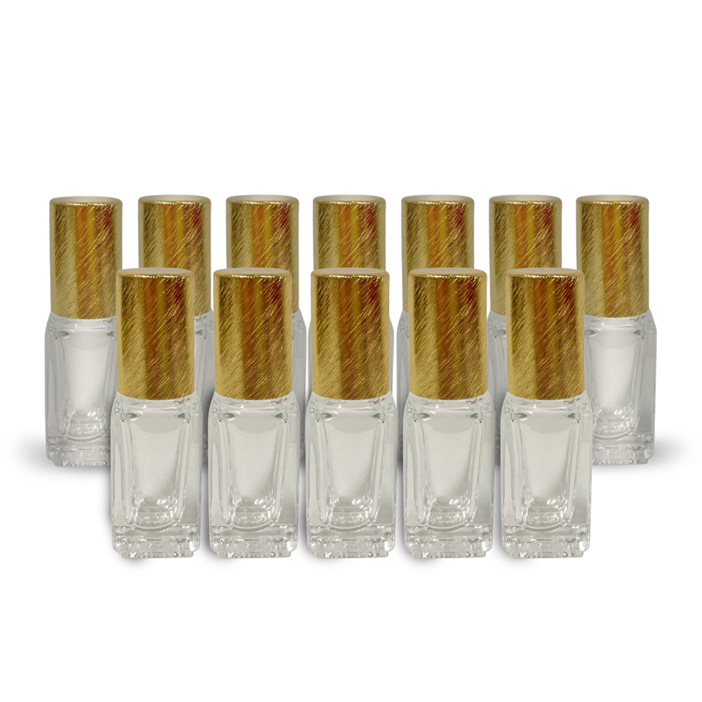 Square 4ml Clear Glass Roller Bottles (12-Pack)