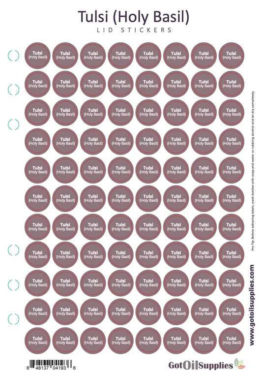 Tulsi (Holy Basil) dōTERRA® Lid Stickers