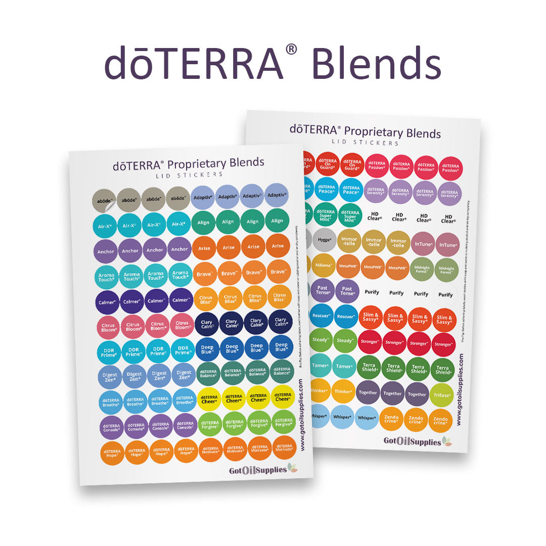 dōTERRA® Blends Lid Stickers | 2 Sheet Assortment